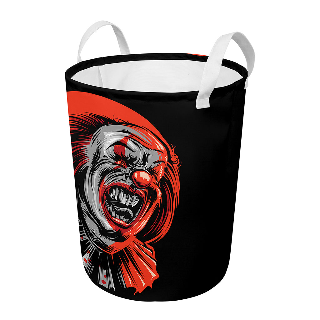 Evil Clown Print Round Laundry Basket