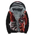 Evil Clown Print Sherpa Lined Zip Up Hoodie
