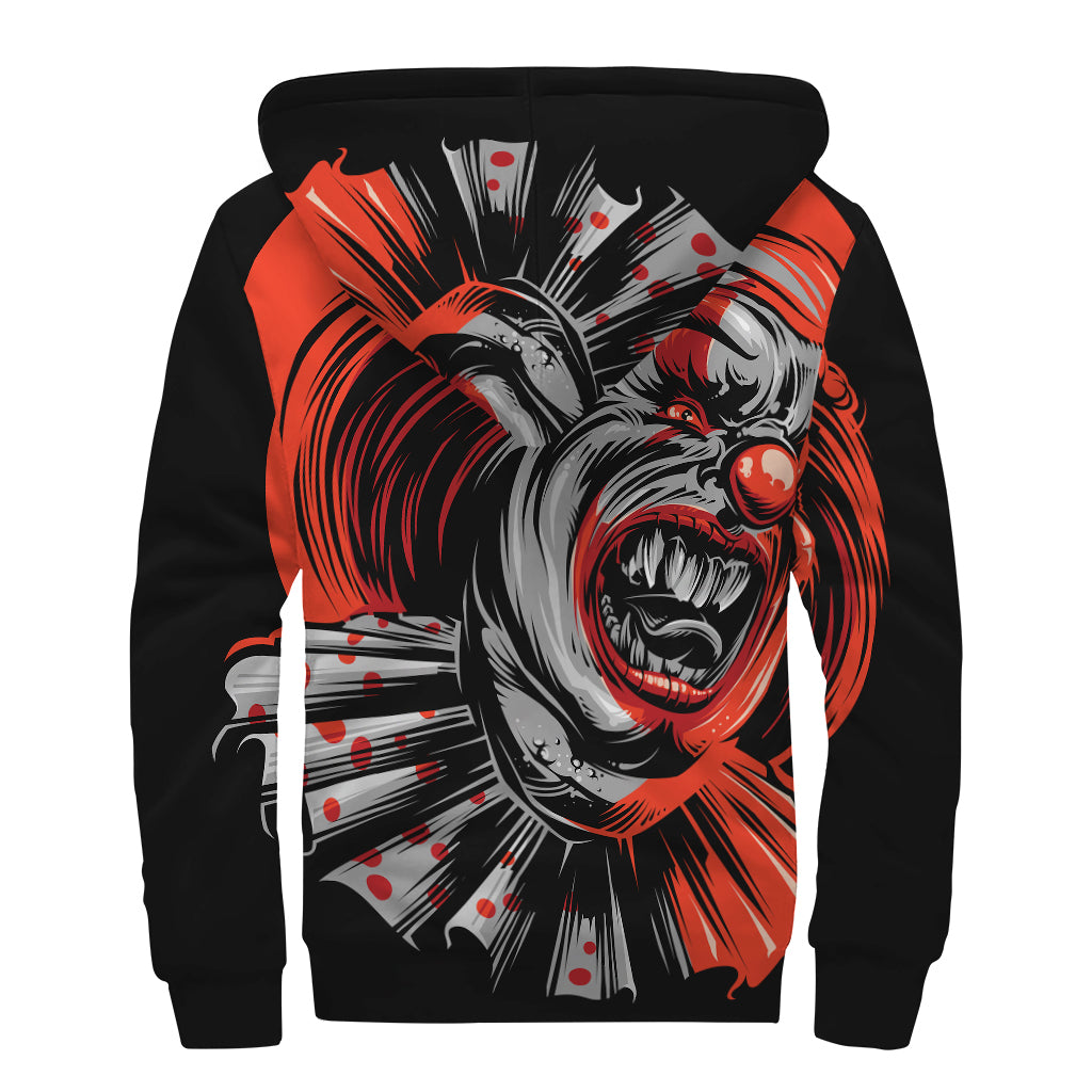 Evil Clown Print Sherpa Lined Zip Up Hoodie