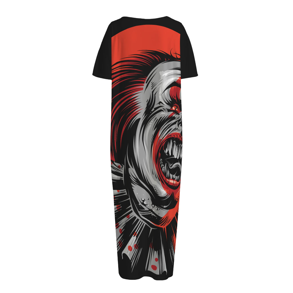 Evil Clown Print Short Sleeve Long Nightdress