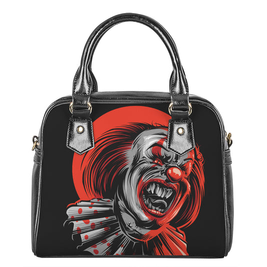 Evil Clown Print Shoulder Handbag