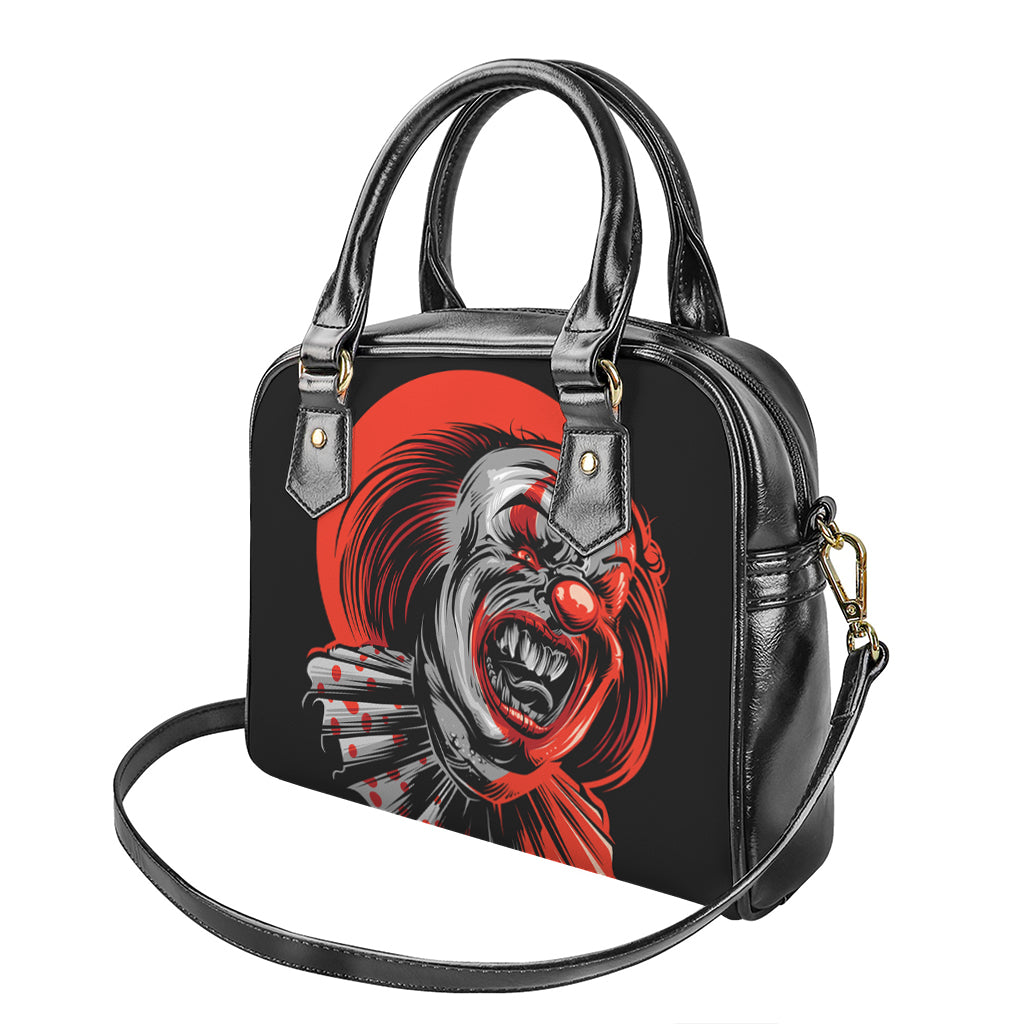 Evil Clown Print Shoulder Handbag
