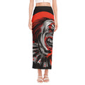 Evil Clown Print Side Slit Maxi Skirt