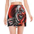 Evil Clown Print Side Slit Mini Skirt