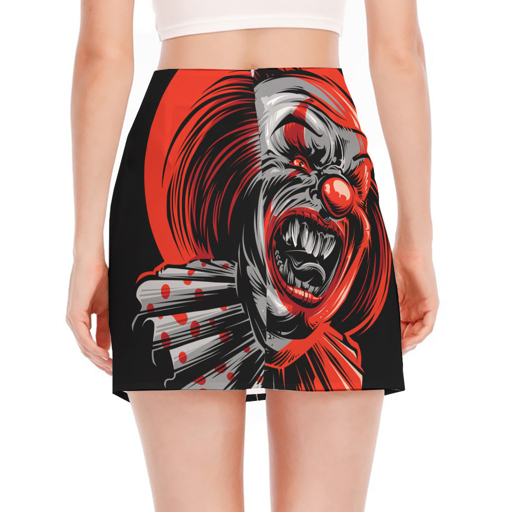 Evil Clown Print Side Slit Mini Skirt