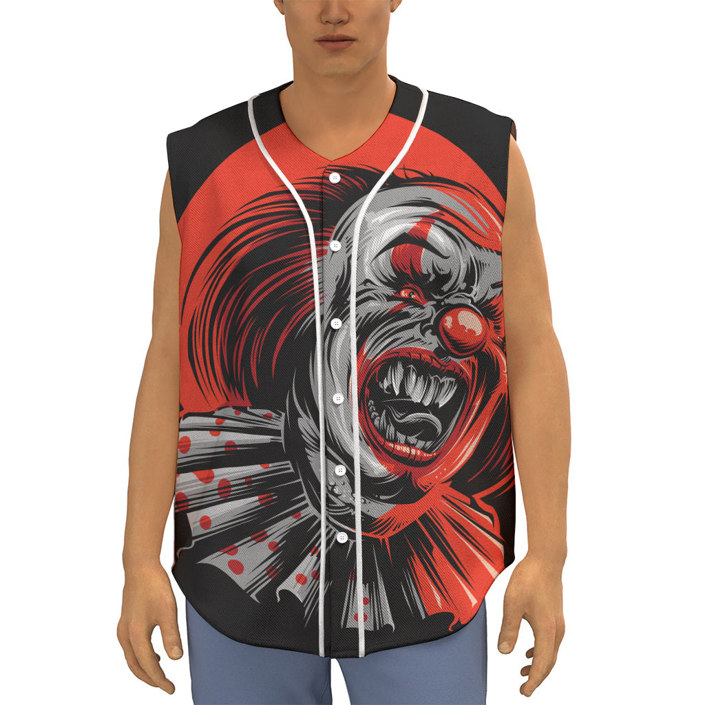 Evil Clown Print Sleeveless Baseball Jersey