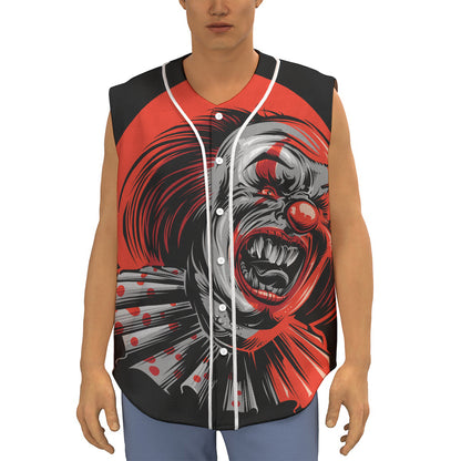 Evil Clown Print Sleeveless Baseball Jersey