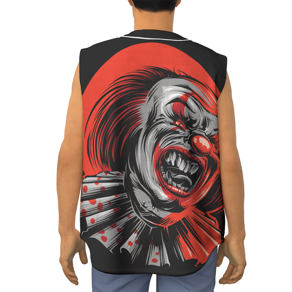 Evil Clown Print Sleeveless Baseball Jersey