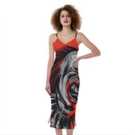 Evil Clown Print Slim Fit Midi Cami Dress