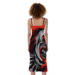Evil Clown Print Slim Fit Midi Cami Dress