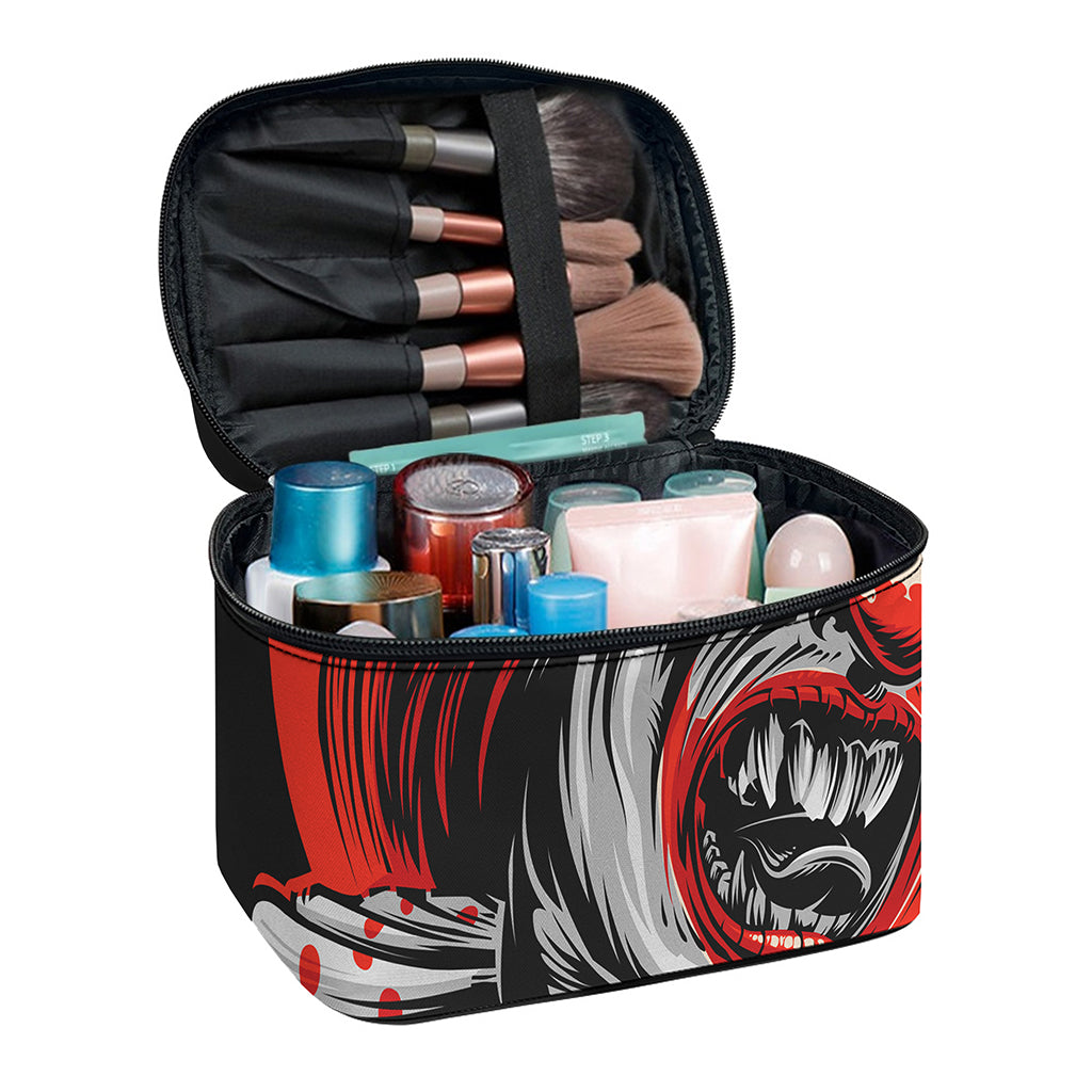 Evil Clown Print Travel Makeup Bag