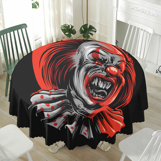 Evil Clown Print Waterproof Round Tablecloth