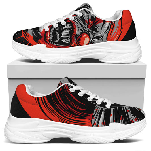 Evil Clown Print White Chunky Shoes