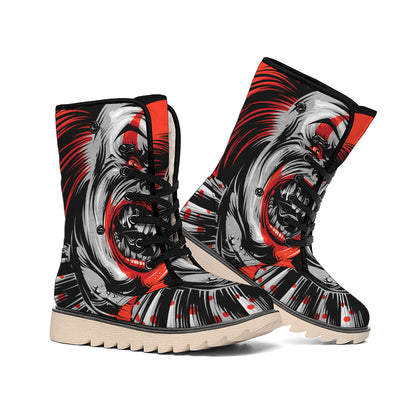 Evil Clown Print Winter Boots