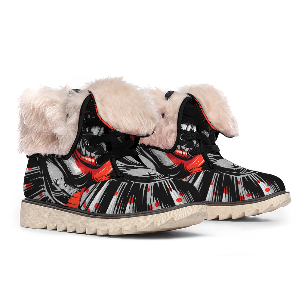 Evil Clown Print Winter Boots