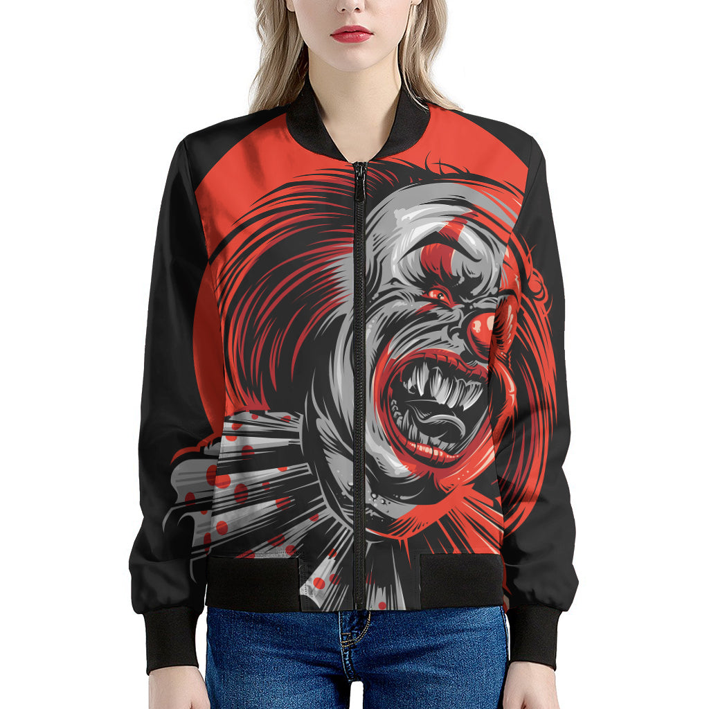 Evil Clown Print Women's Bomber Jacket