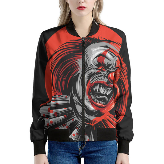 Evil Clown Print Women's Bomber Jacket