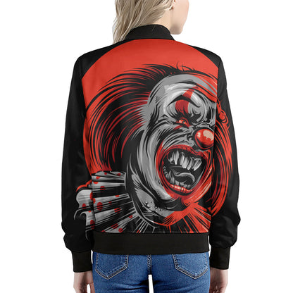 Evil Clown Print Women's Bomber Jacket