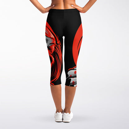 Evil Clown Print Women's Capri Leggings