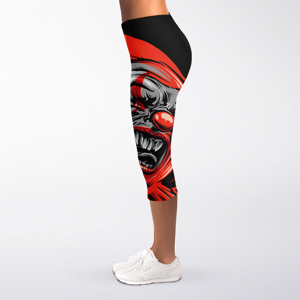 Evil Clown Print Women's Capri Leggings