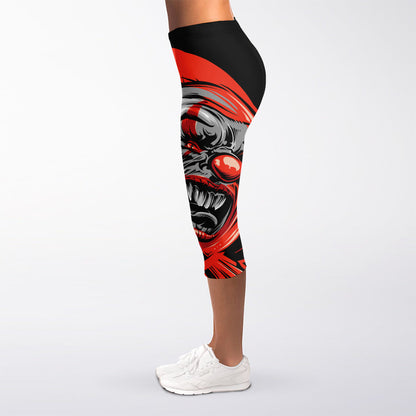 Evil Clown Print Women's Capri Leggings