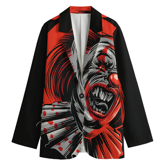 Evil Clown Print Women's Cotton Blazer