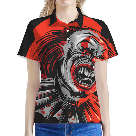 Evil Clown Print Women's Polo Shirt