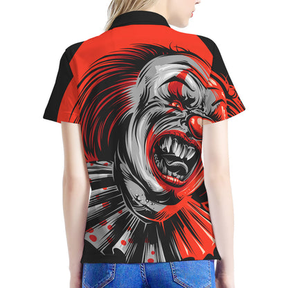 Evil Clown Print Women's Polo Shirt