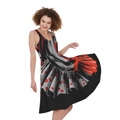 Evil Clown Print Women's Sleeveless Dress