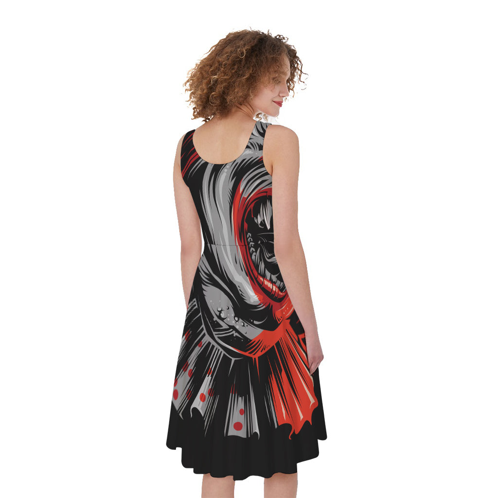 Evil Clown Print Women's Sleeveless Dress
