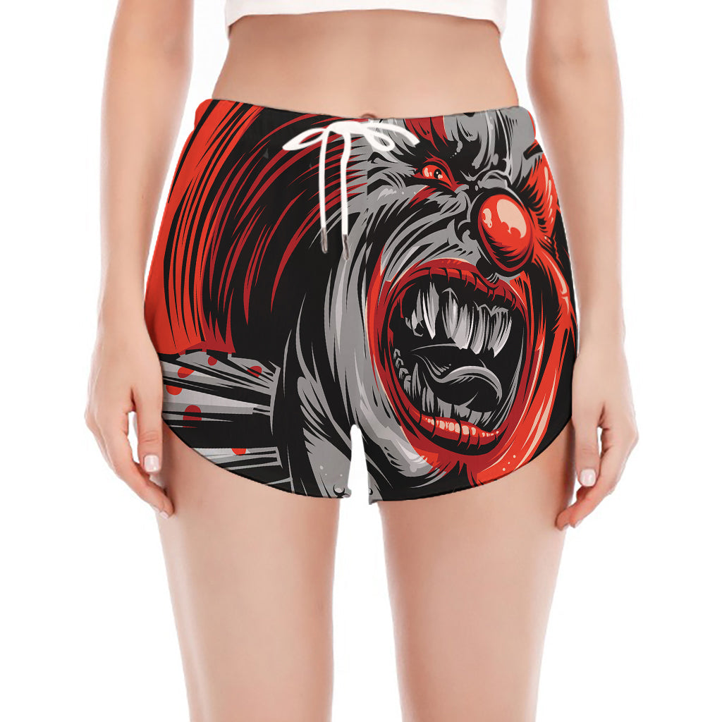 Evil Clown Print Women's Split Running Shorts