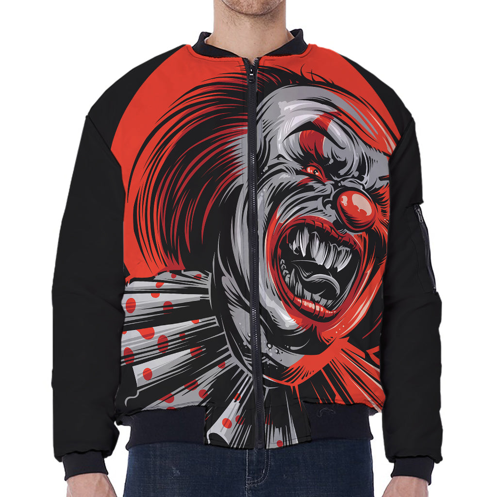 Evil Clown Print Zip Sleeve Bomber Jacket