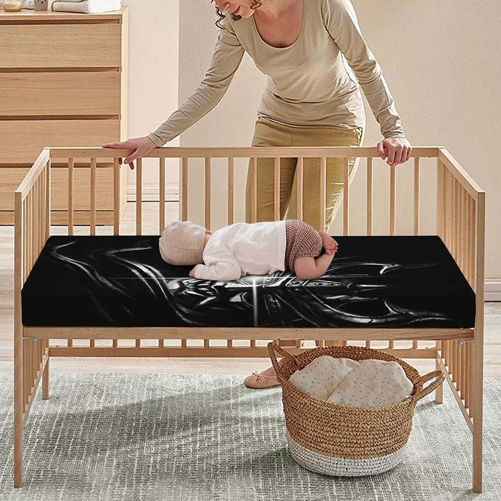 Evil Samurai Mask Print Baby Crib Sheet