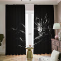 Evil Samurai Mask Print Dimout Pencil Pleat Curtains