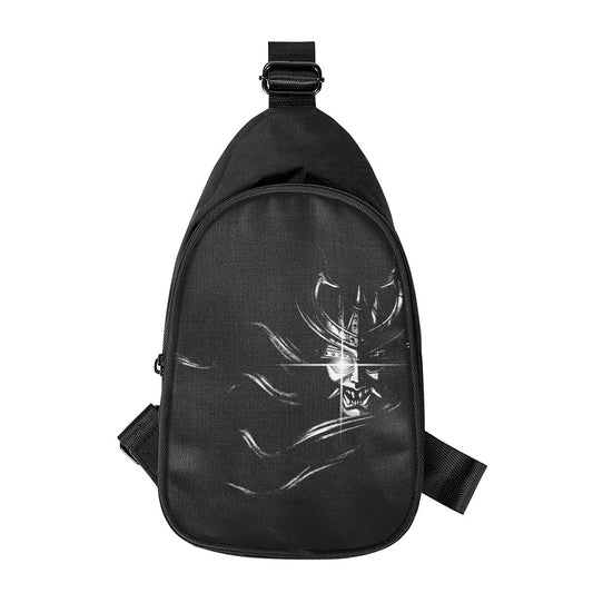 Evil Samurai Mask Print Chest Bag