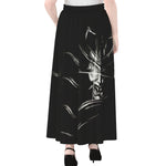 Evil Samurai Mask Print Chiffon Maxi Skirt