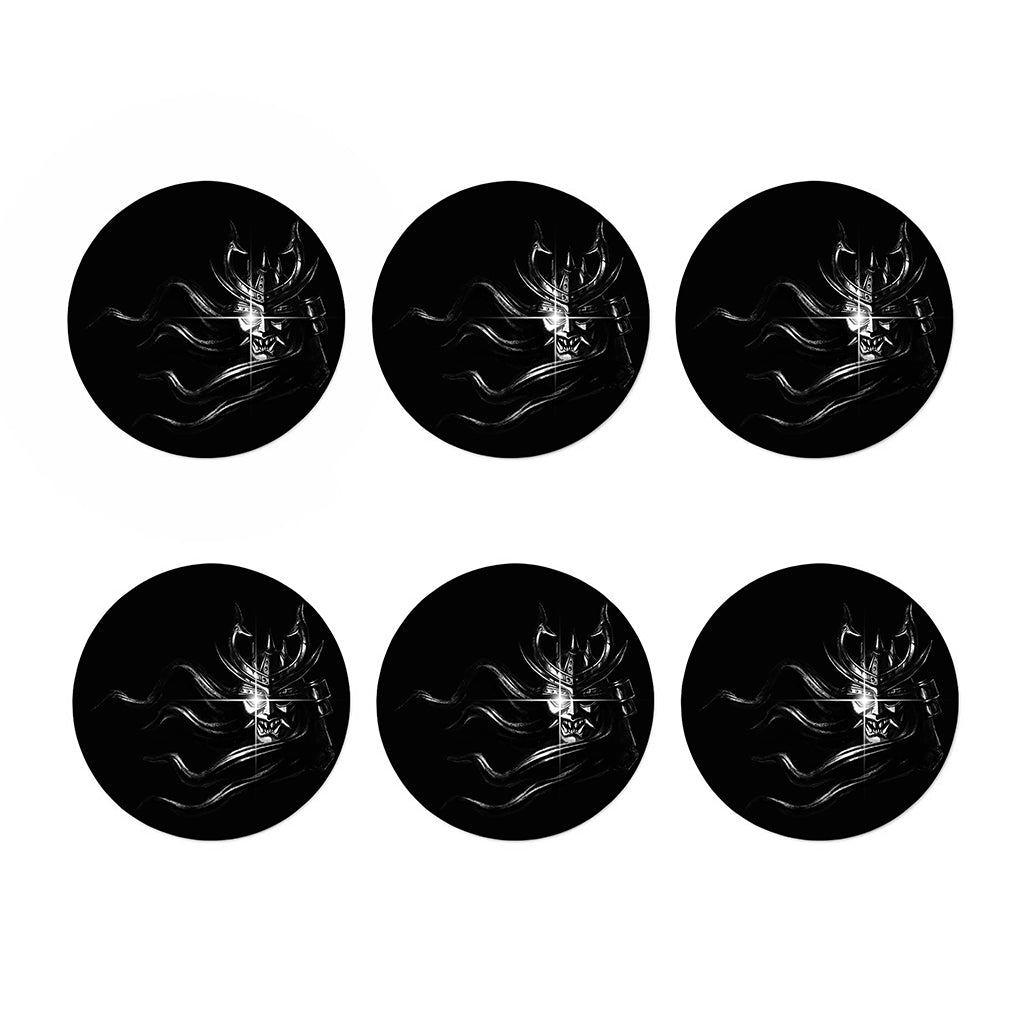 Evil Samurai Mask Print Coaster Set