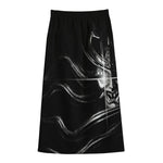 Evil Samurai Mask Print Cotton Front Slit Maxi Skirt