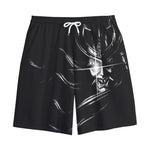 Evil Samurai Mask Print Cotton Shorts