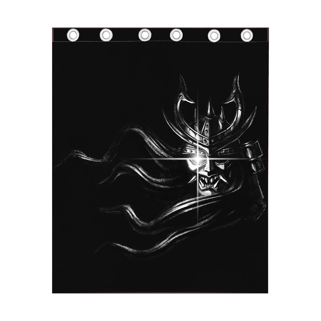 Evil Samurai Mask Print Curtain