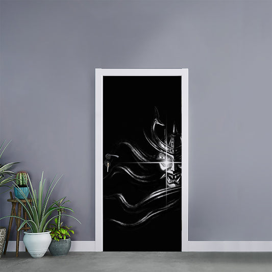 Evil Samurai Mask Print Door Sticker