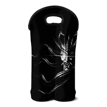 Evil Samurai Mask Print Double Neoprene Wine Tote