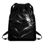 Evil Samurai Mask Print Drawstring Backpack