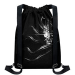 Evil Samurai Mask Print Drawstring Backpack