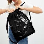 Evil Samurai Mask Print Drawstring Backpack