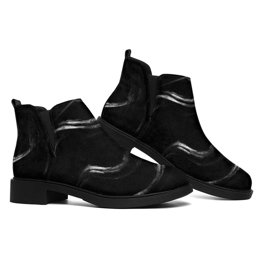 Evil Samurai Mask Print Flat Ankle Boots