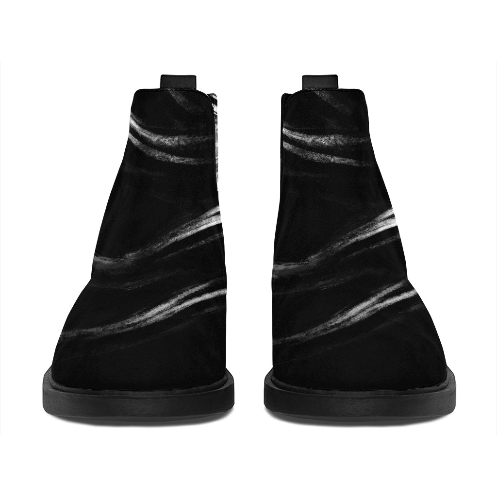 Evil Samurai Mask Print Flat Ankle Boots