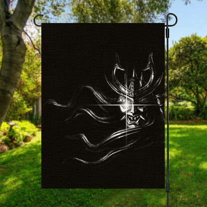 Evil Samurai Mask Print Garden Flag