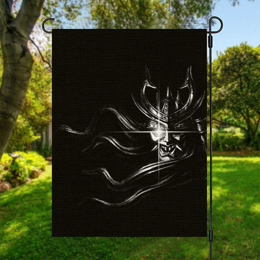 Evil Samurai Mask Print Garden Flag