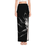 Evil Samurai Mask Print High Slit Maxi Skirt